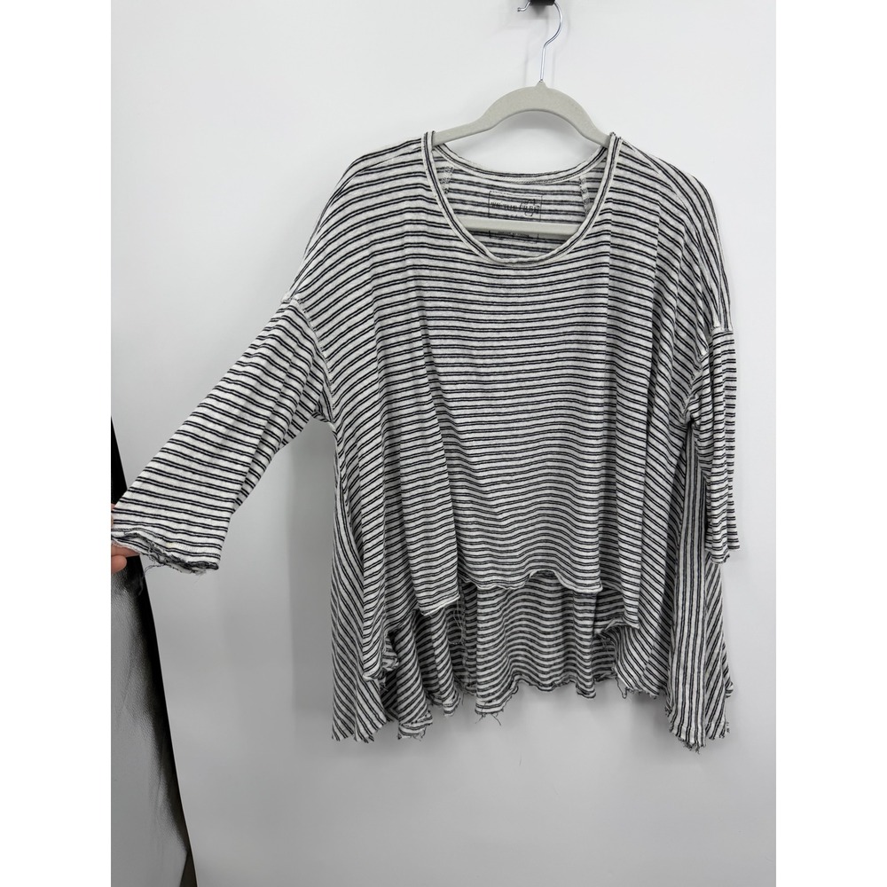 Free People We The Free‎ Striped Tunic Top Womens XS/S White Black Linen Blend